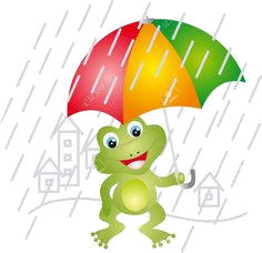 Żabka pod kolorowym parasolem