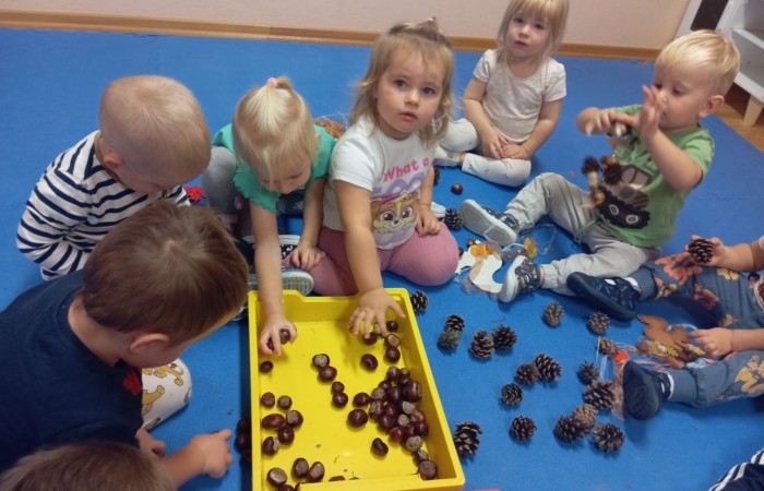 Jesienna ścieżka sensoryczna - Misie